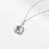 Natural Briolette Cut Green Amethyst Pendant Necklace