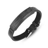 Pulsera de cuero negro auténtico para hombre