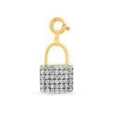 cluster diamond lock charm pendant