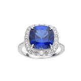  Royal Blue Halo White Topaz September Birthstone Ring - FineColorJewels