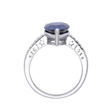 Lab Grown Blue Sapphire Teardrop Shaped Ring with White Topaz Accents -September Birthstone White Rhodium-Plated 925 Sterling Silver - FineColorJewels