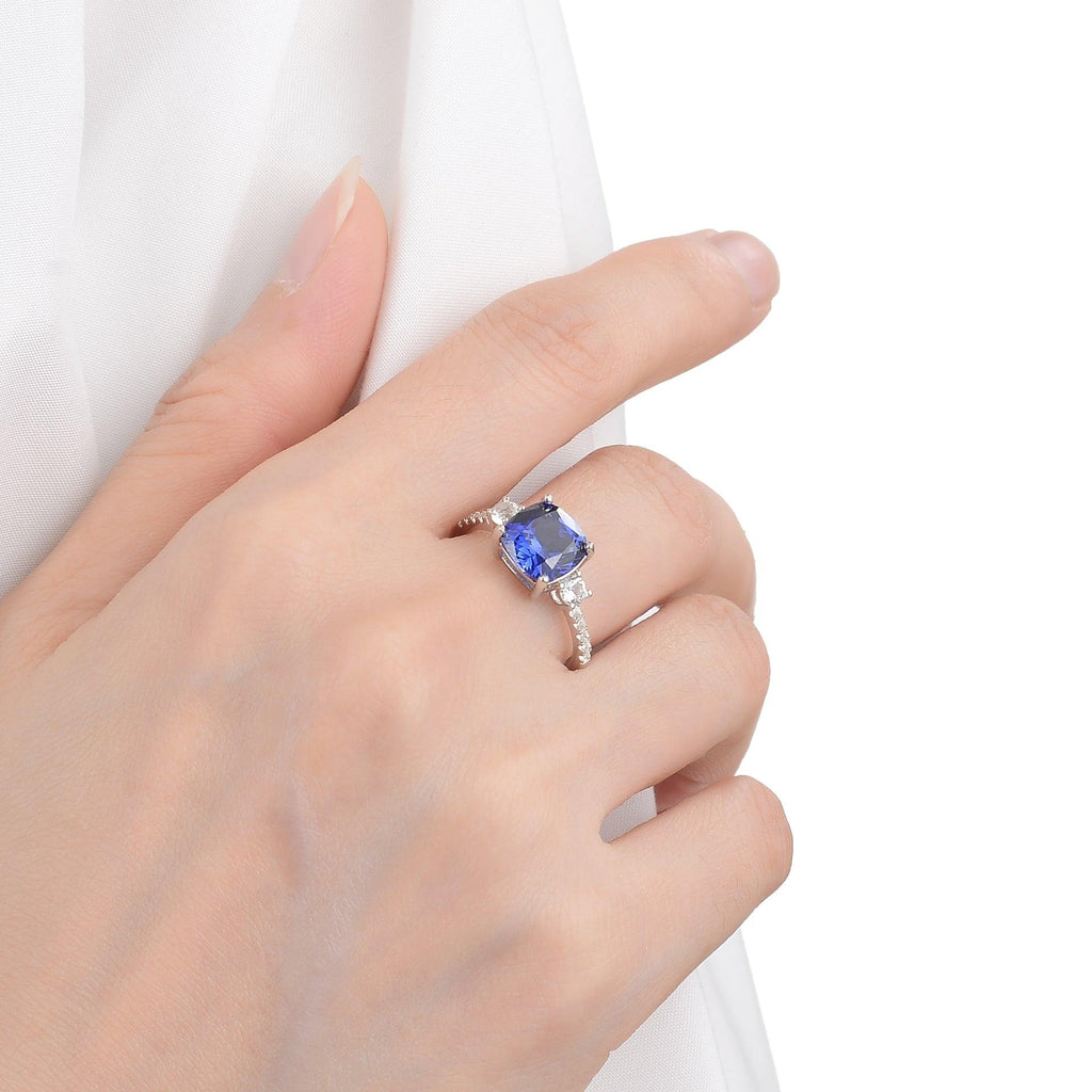 Asscher Cut Alexandrite Engagement Ring Diamond Halo June Birthstone - Rare  Earth Jewelry