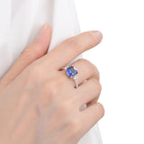 Blue Sapphire Ring Created Blue Diamond Engagement Ring- FineColorJewels