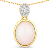 10K Yellow Gold Ethiopian Opal and Diamond Slide Necklace