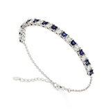 Blue White Tennis Bracelet Lab-Grown Blue and White Square Sapphire Bracelet  - FineColorJewels