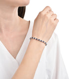 Lab-Grown Blue and White Square Sapphire Bracelet September Birthstone Wedding Bracelet