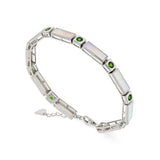 Natural Mother Of Pearl Bracelet Pearl Chrome Diopside Bracelet  - FineColorJewels