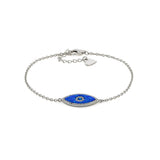 Marquise Cut Blue Opal Evil Eye Bracelet - FineColorJewels