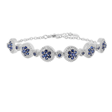 Lab Grown Blue Sapphire Halo Tennis Bracelet