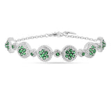 Lab Grown Emerald  White Halo Bracelet