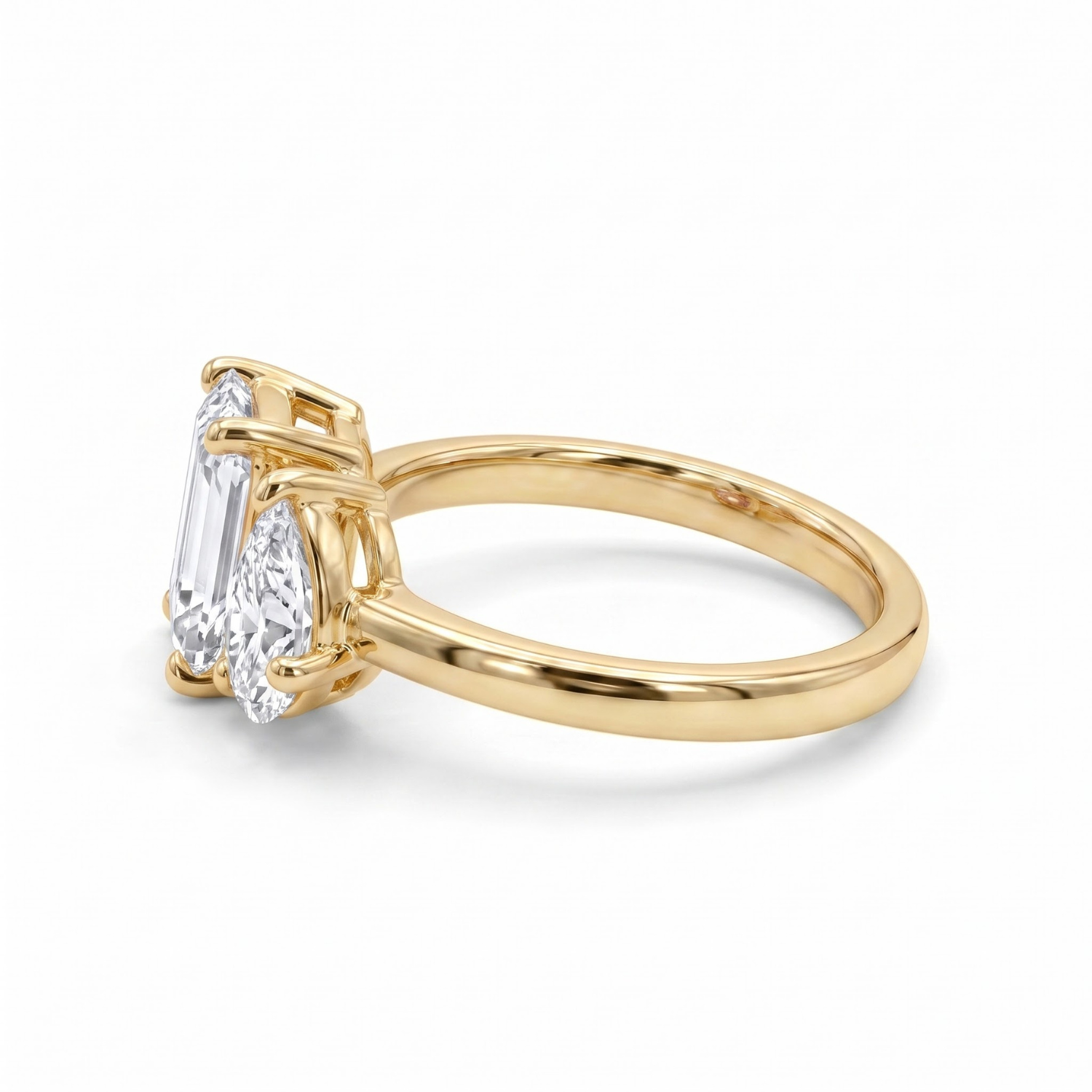 Two-Stone Toi et Moi Pear and Octagon Emerald, Ruby, Sapphire and Lab Diamond 14K Yellow Gold Ring