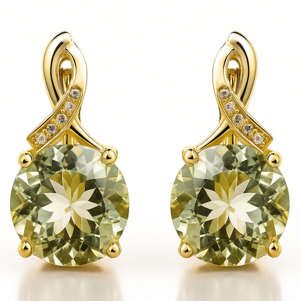 Natural Green Prasiolite Earrings Sterling Silver