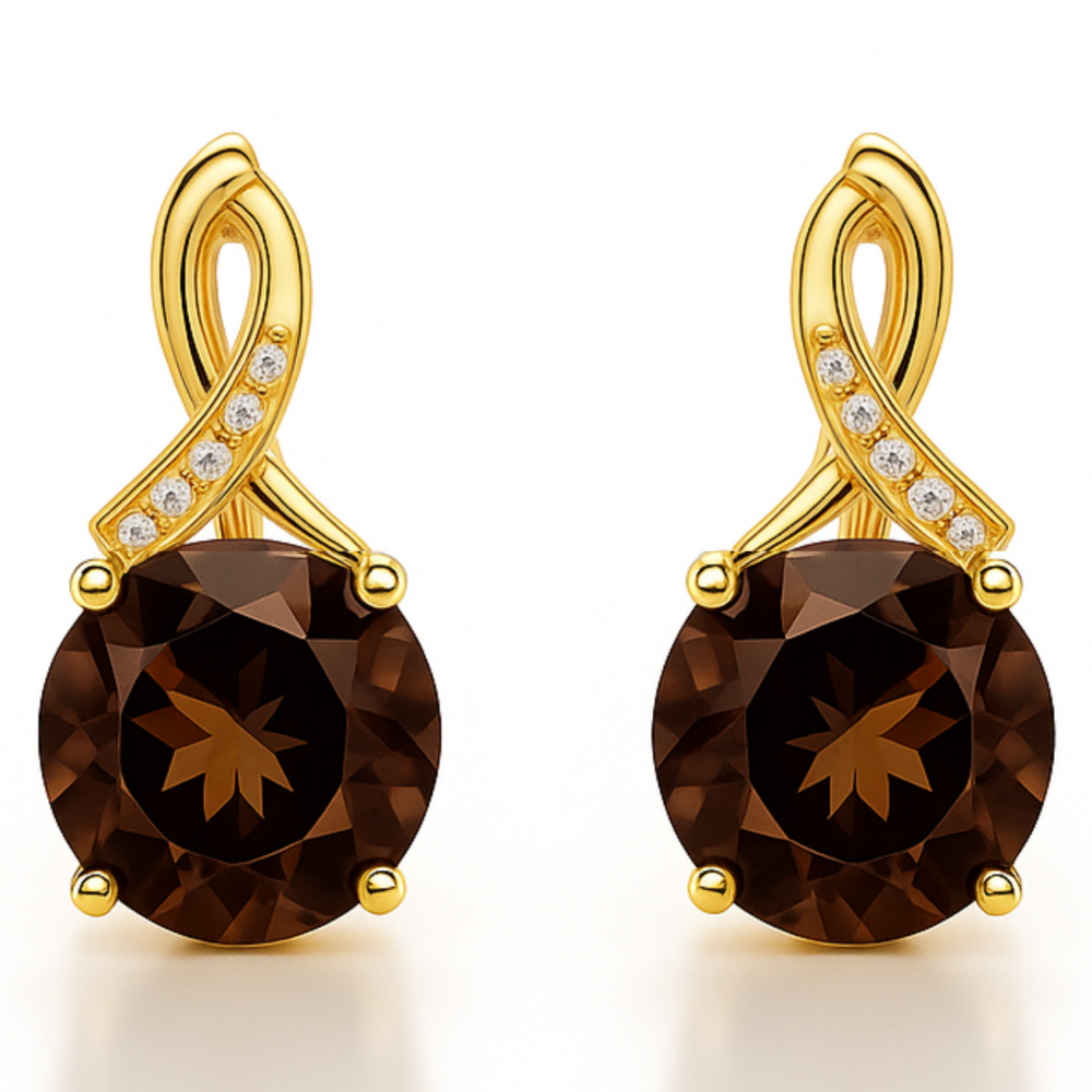 Natural Smoky Quartz Silver Leverback Earrings