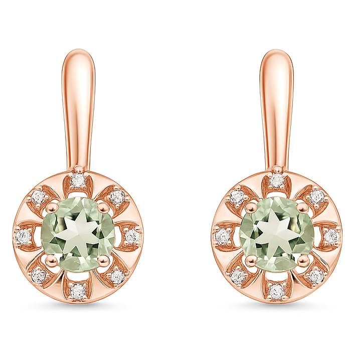 Natural Green Prasiolite Earrings Sterling Silver