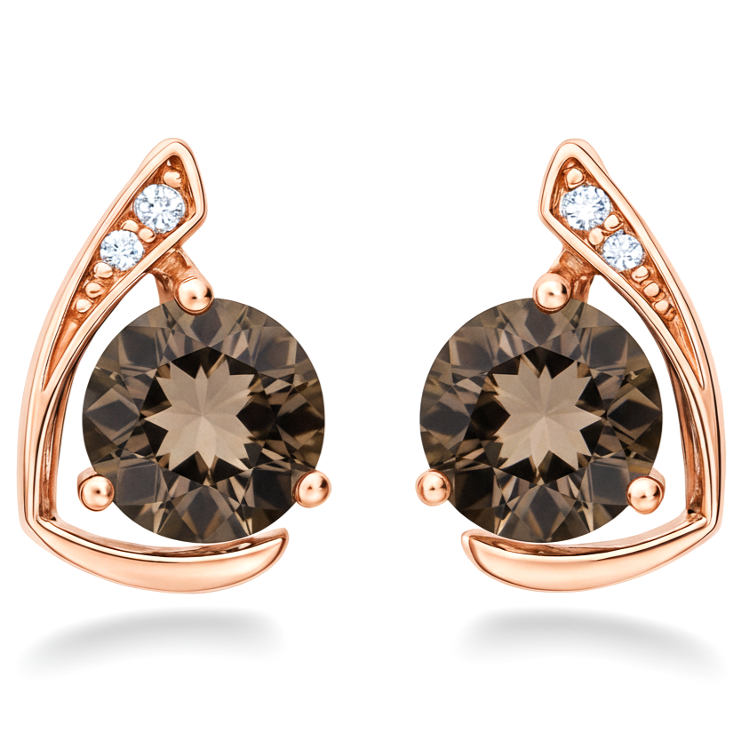 Natural Smoky Quartz & White Topaz Sterling Silver Earrings