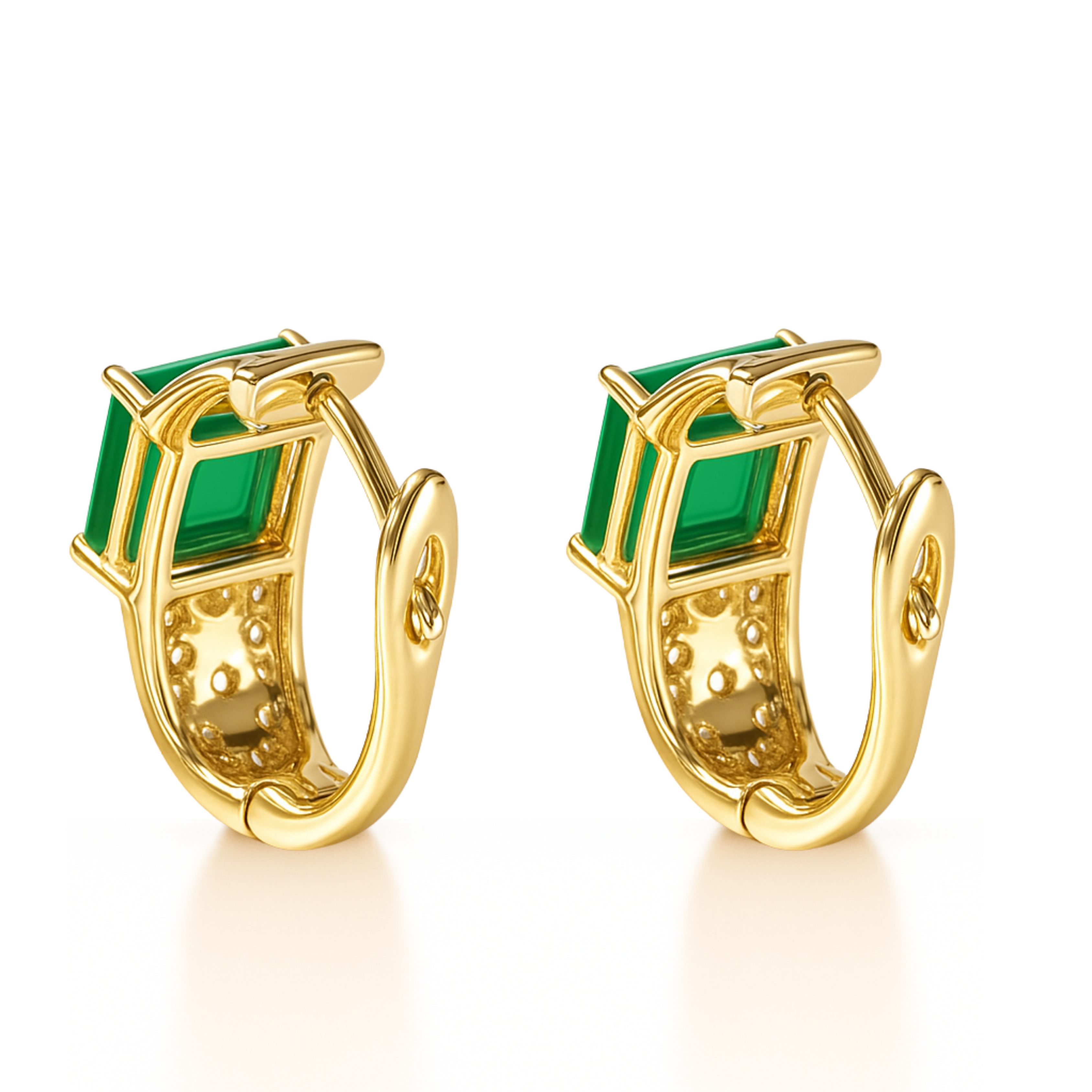 Natural Green Agate Gemstone Sterling Silver Earrings