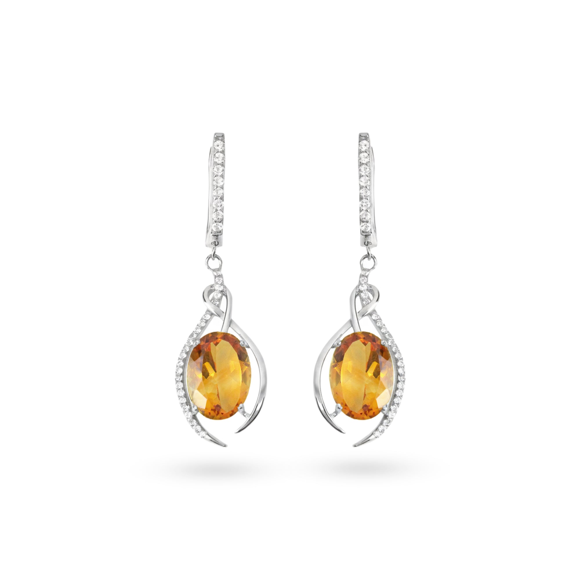Natural Citrine & White Topaz Sterling Silver Earrings
