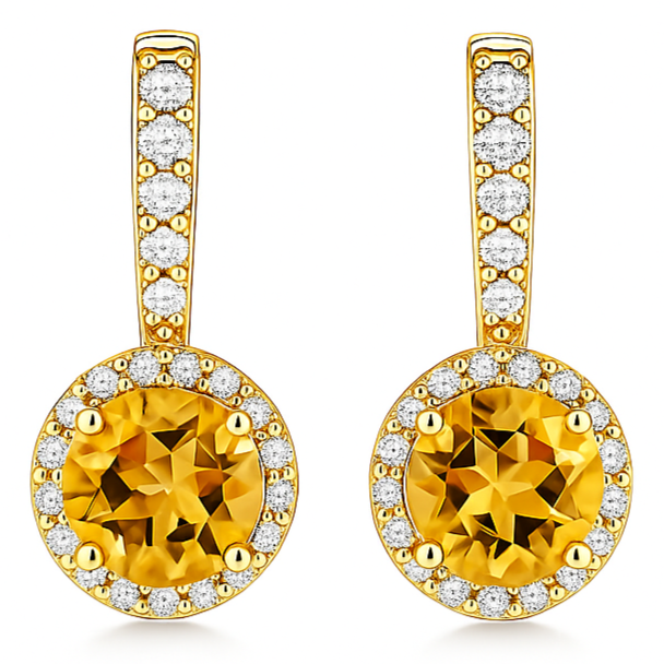 Yellow Natural Citrine Sterling Silver Earrings