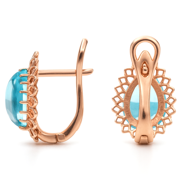 Natural Pear Shaped Sky Blue Topaz Silver Drop Earrings