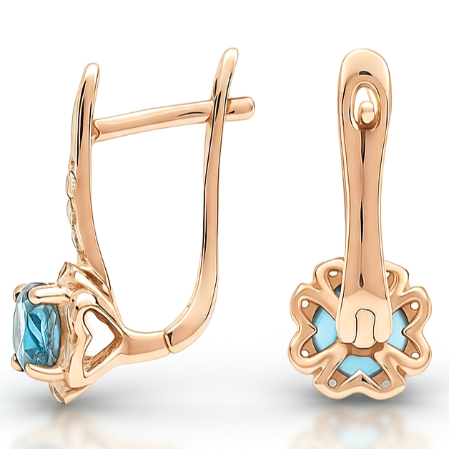 Natural Sky-Blue Topaz Sterling Silver Leverback Halo Earrings