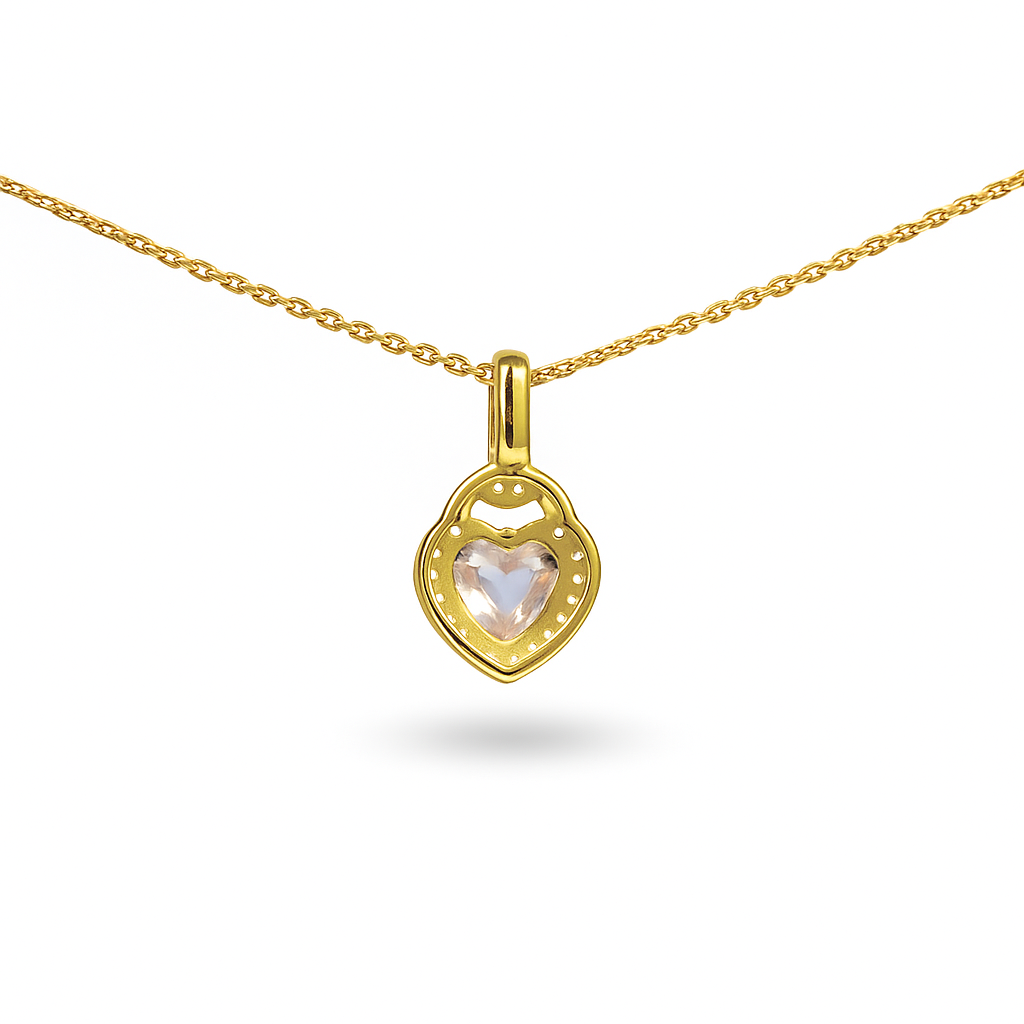 Natural Pink Rose Quartz Silver Halo Heart Necklace