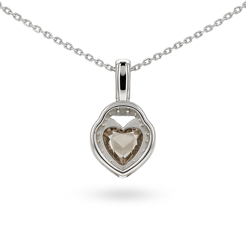 Natural Brown Quartz Sterling Silver Pendant Necklace