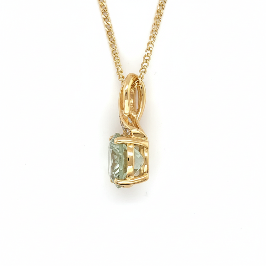 Natural Green Amethyst Pendant Necklace