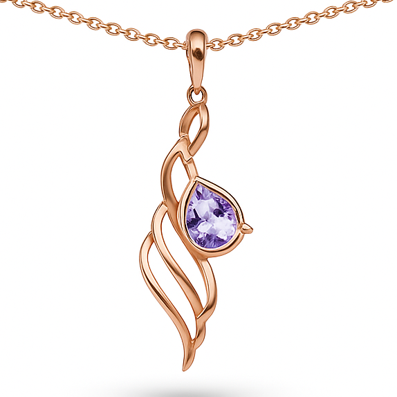 Natural Purple Amethyst Twisted Silver Pendant Necklace