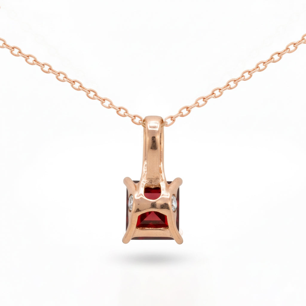 Natural Princess Garnet Sterling Silver Pendant Necklace