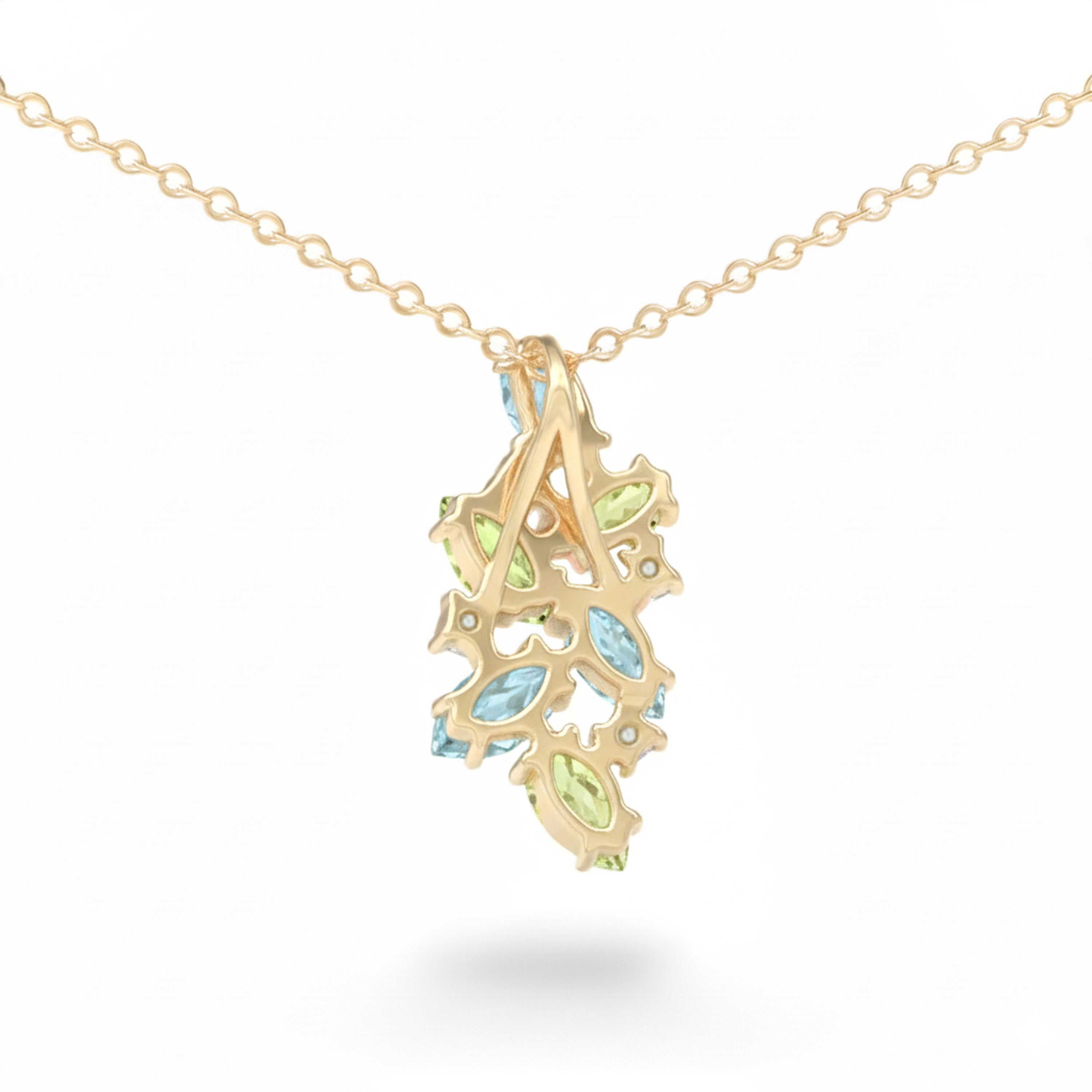 Natural Sky Blue Topaz Silver Cluster Pendant Necklace