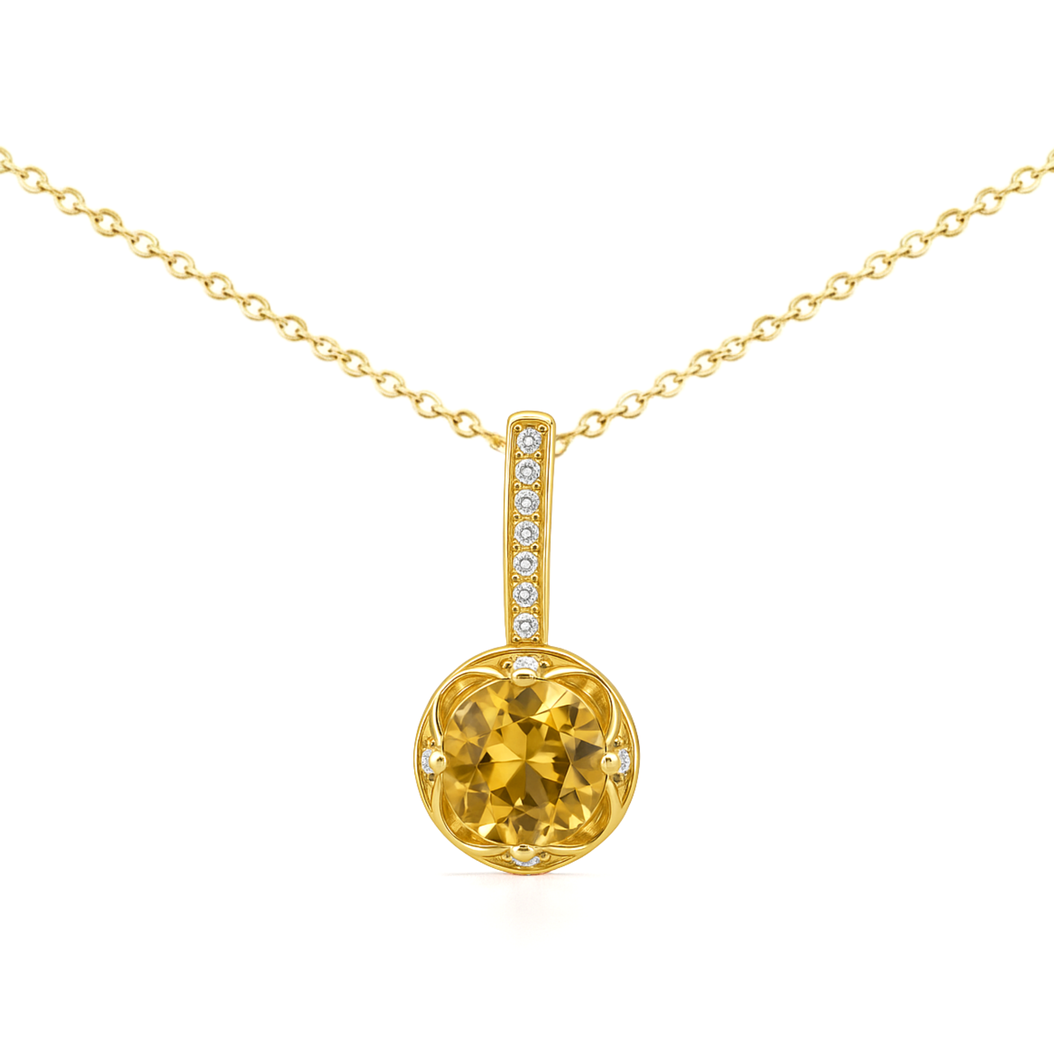 Natural Yellow Citrine Sterling Silver Pendant