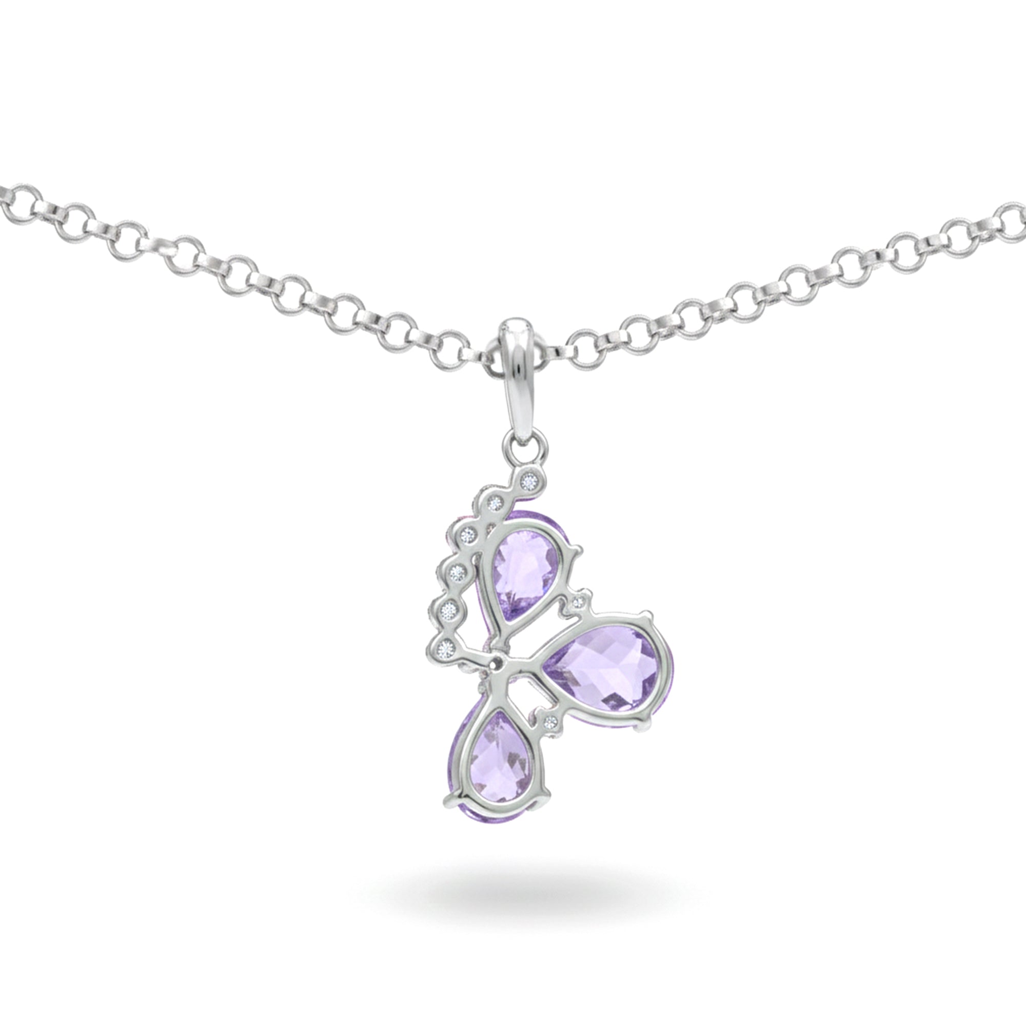 Natural Pear Amethyst  Birthstone Pendant Necklaces