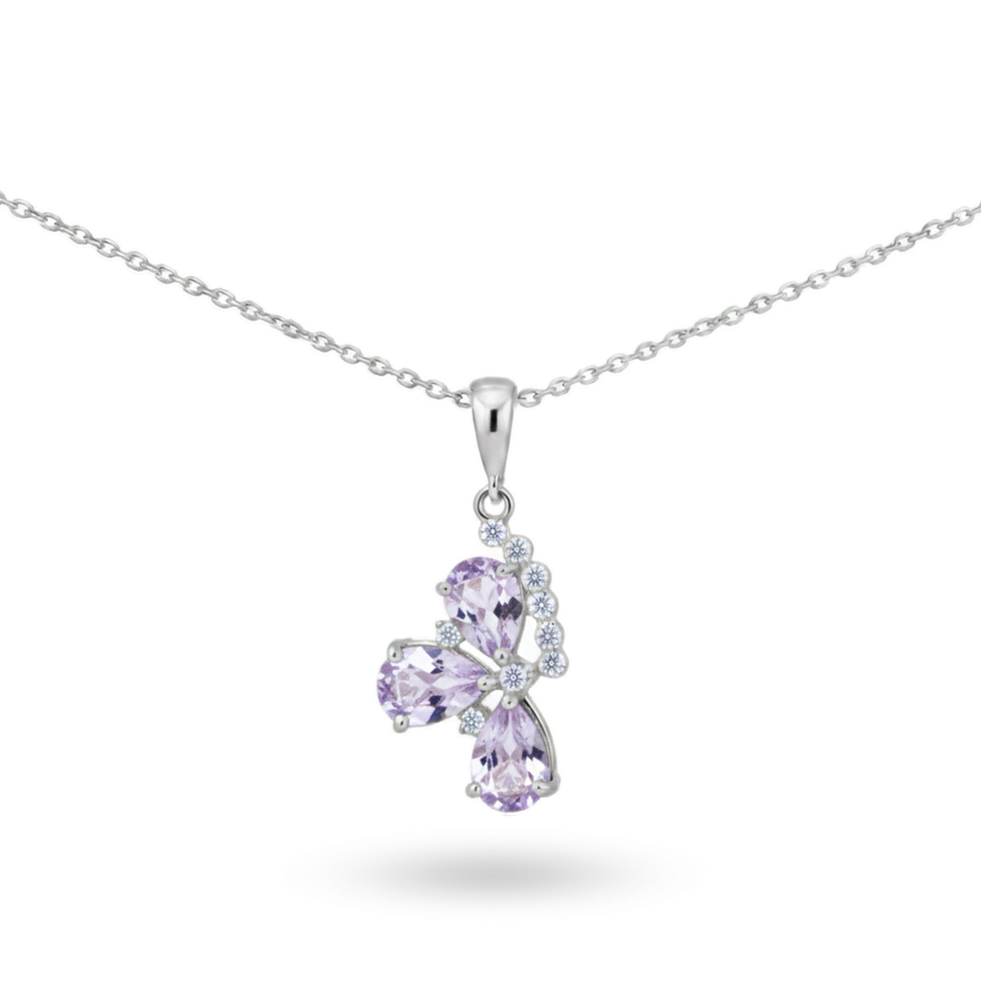 Natural Pear Amethyst  Birthstone Pendant Necklaces