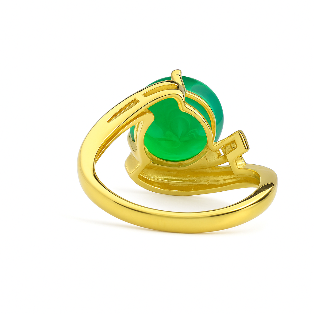 Natural Green Agate Sterling Silver Bypass Ring