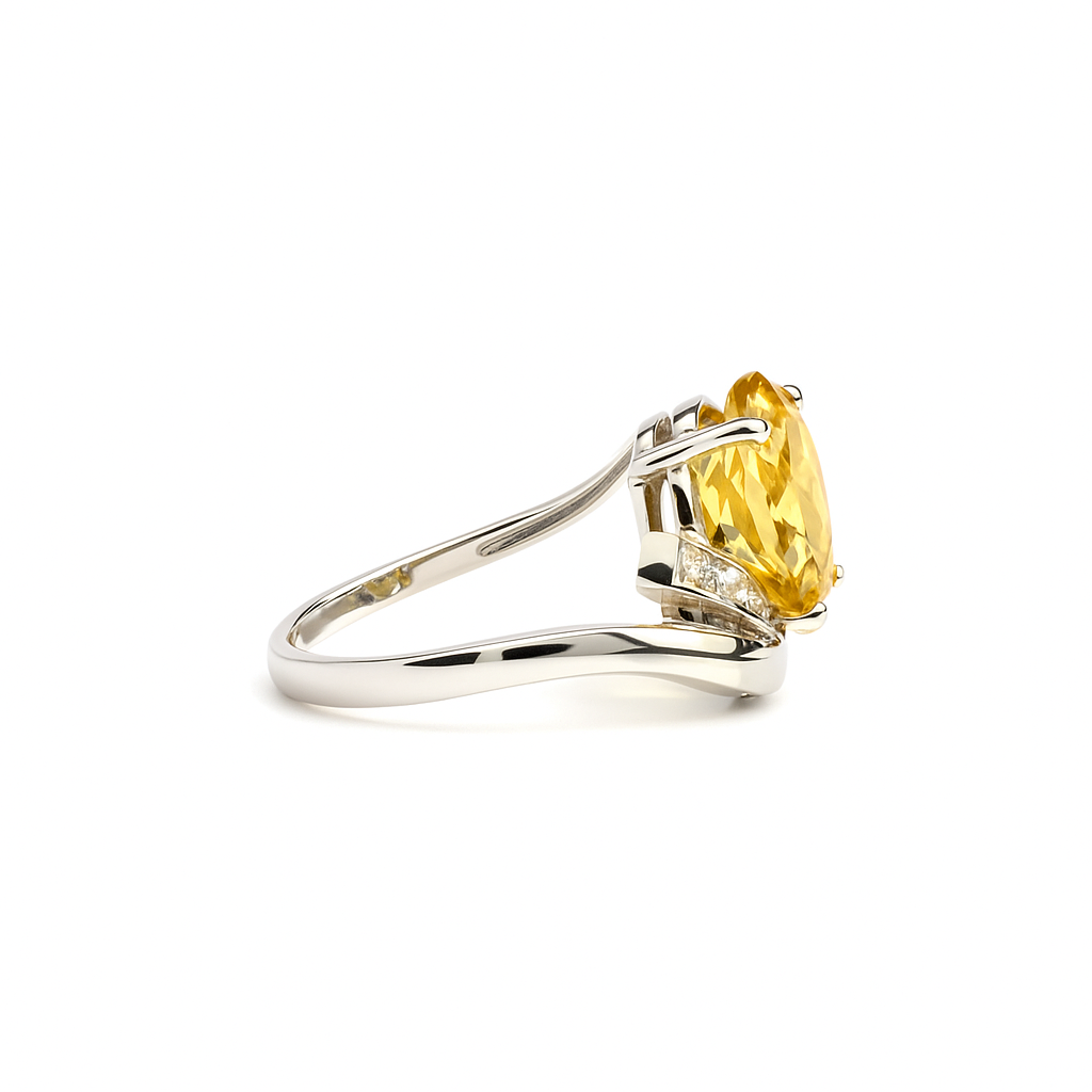 Yellow Natural Citrine Sterling Silver Bypass Ring