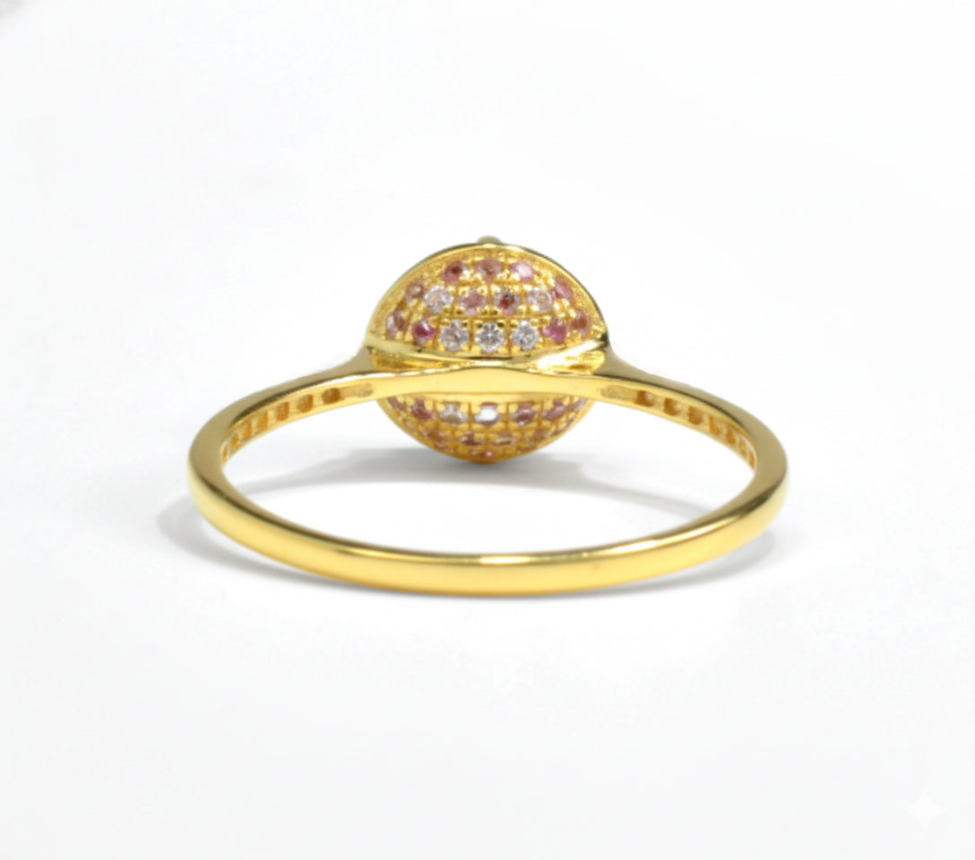 Natural Red Garnet Sterling Silver Round Ring