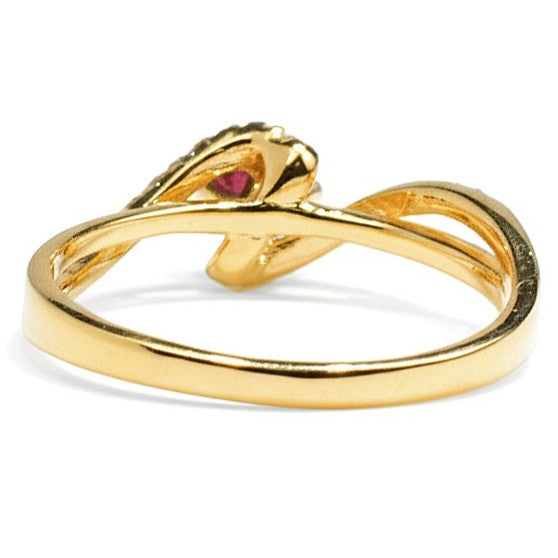 Natural Garnet Stone Bypass Ring Silver