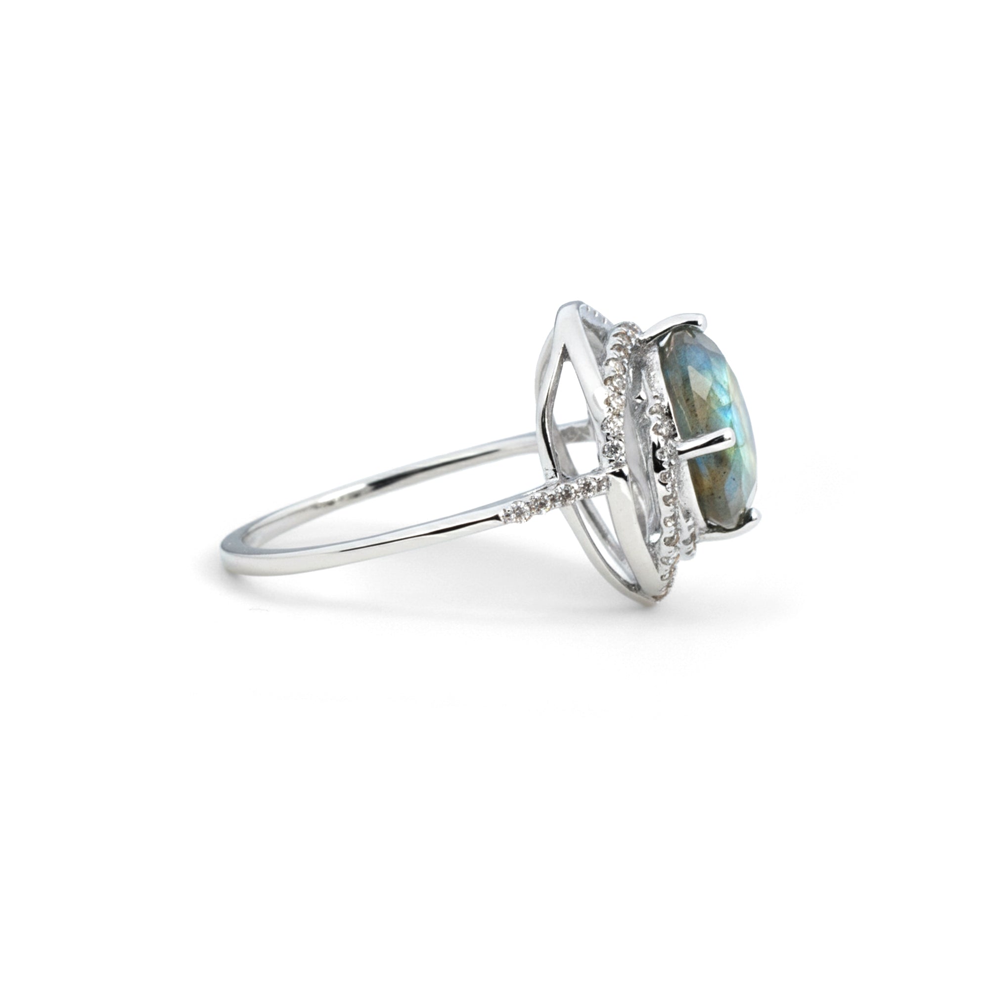 Natural Labradorite 925 Sterling Silver Statement Ring