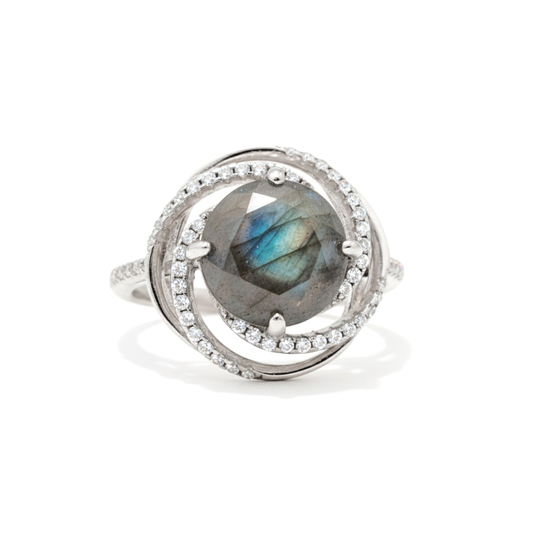 Natural Labradorite 925 Sterling Silver Statement Ring