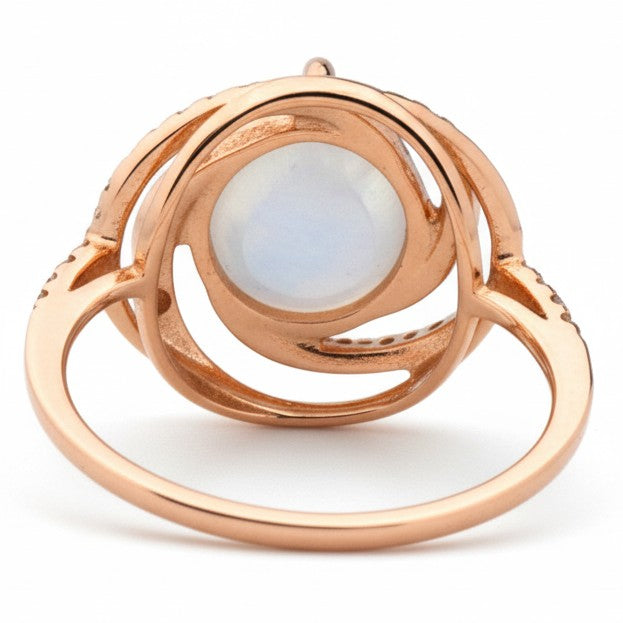 Natural White Moonstone Sterling Silver Ring