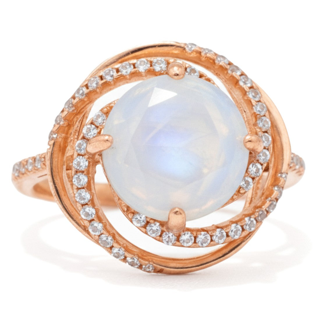 Natural White Moonstone Sterling Silver Ring