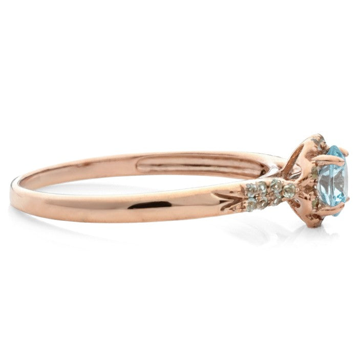 Round Natural Sky Blue Topaz Gemstone Silver Ring