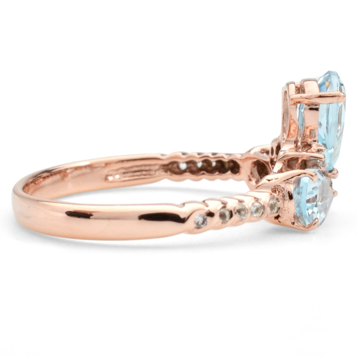 Natural Sky Blue Topaz 3 Stone Silver Ring