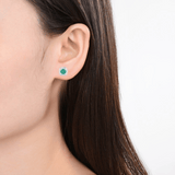 Model showcasing Silver Stud Earrings  Birthstone Earrings Affordable Jewelry