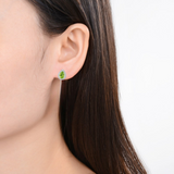 Natural Peridot Pear Shaped Halo Studs Earrings
