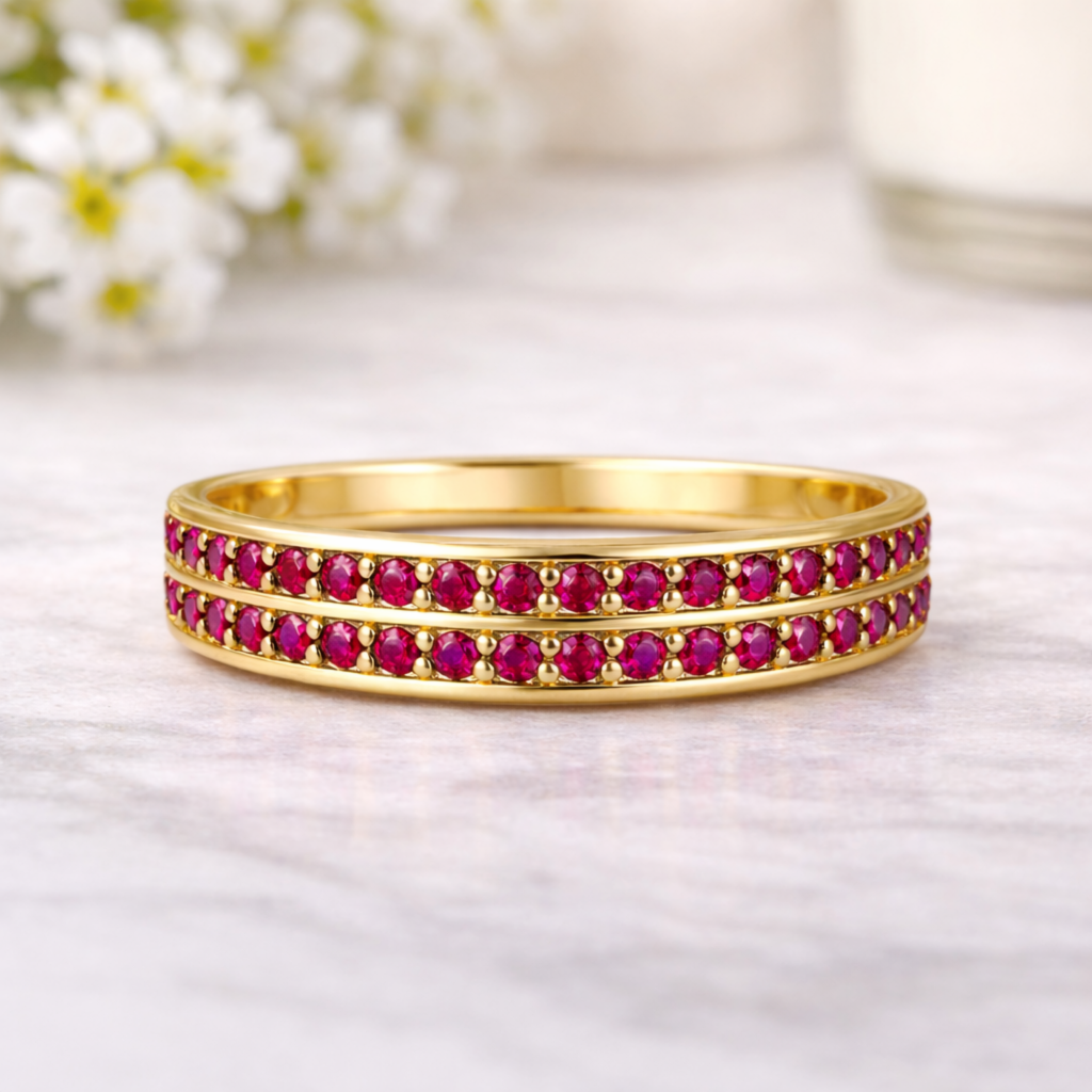 22k Gold Vermeil Ruby Dual Eternity Ring