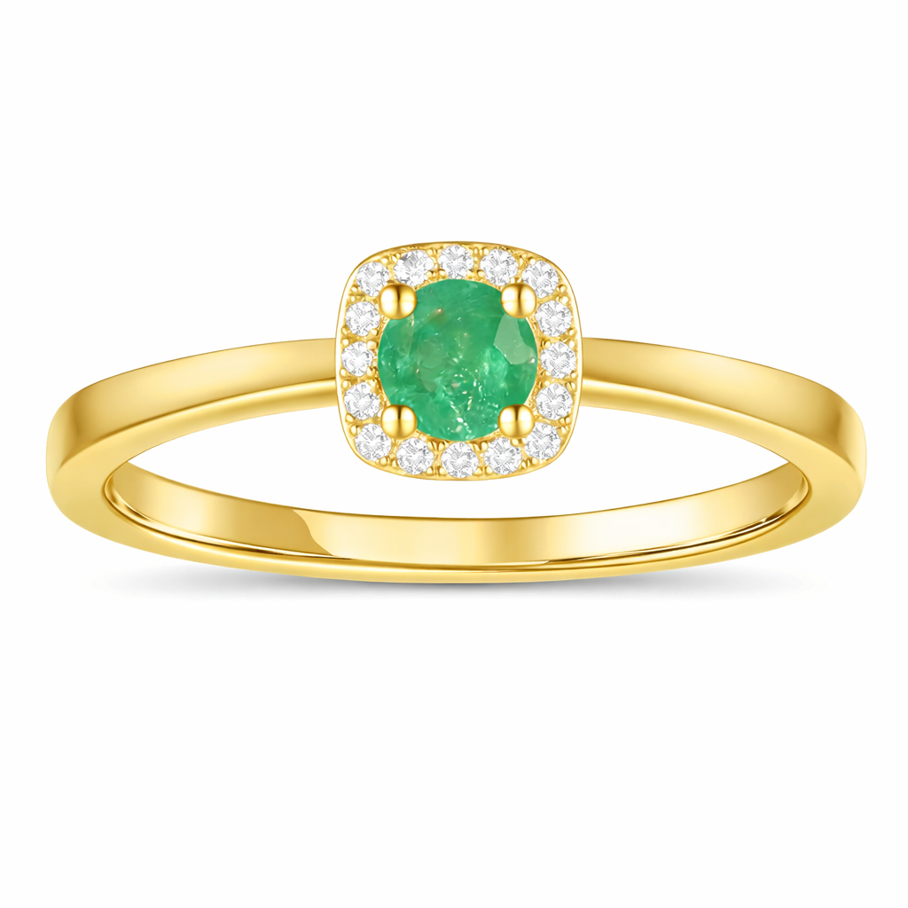 22k Gold Vermeil Emerald Halo Ring