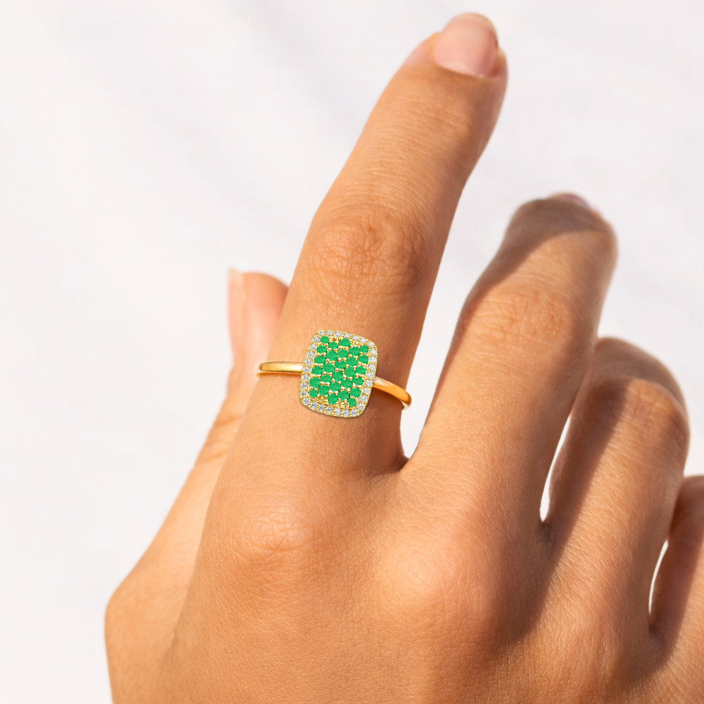 22k Gold Vermeil Emerald Statement Ring Fine Color Jewels