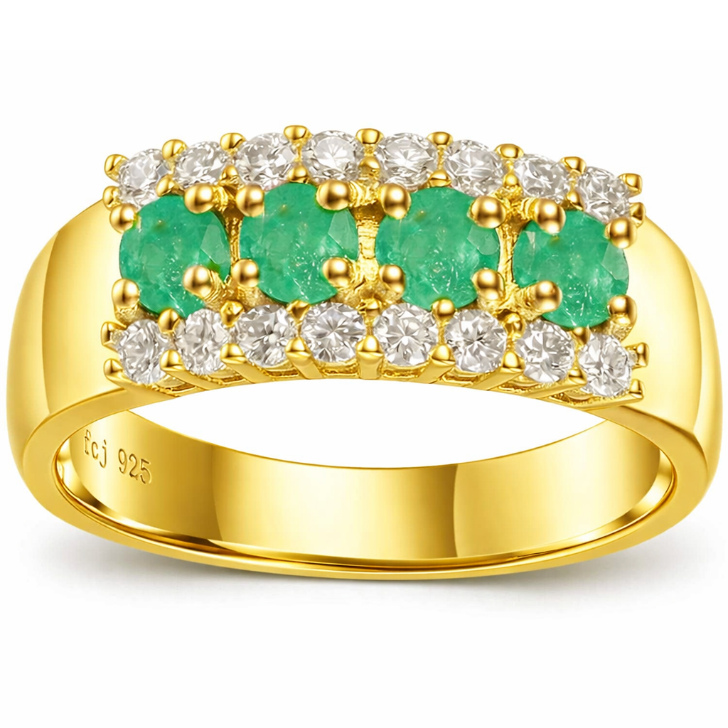 22k Gold Vermeil Emerald Band Ring