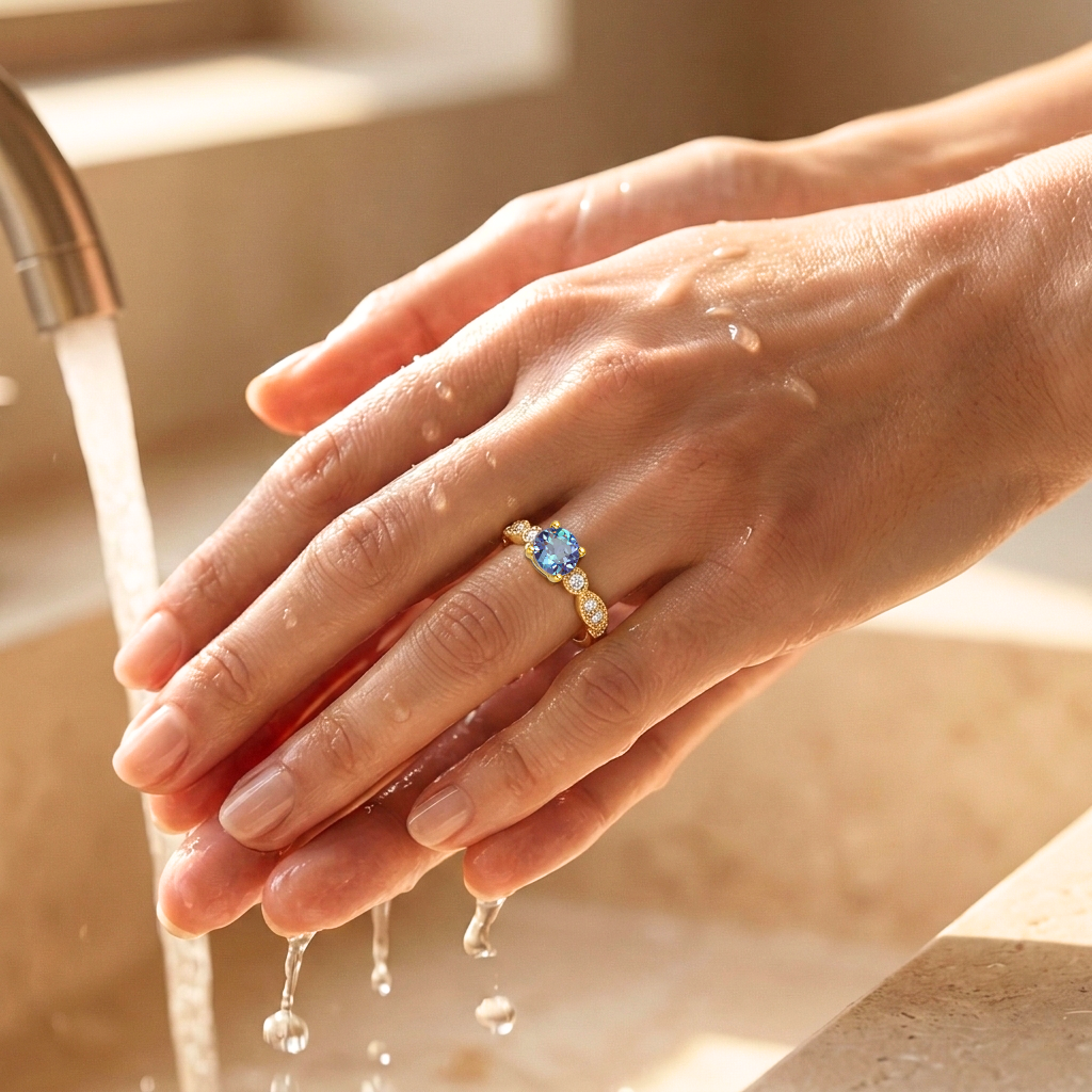 22k Gold Vermeil Alexandrite Round Solitaire Ring